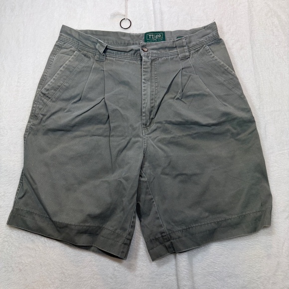 Tip Top Tailors Shorts Mens Size 36 Army Green Pleated Front Golf Casual Vacatio - Picture 10 of 10